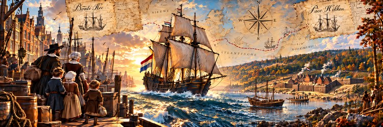 Voyage to America — Dutch ship crossing from Amsterdam to New Netherland