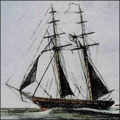 Historical schooner illustration associated with the Fonda family story